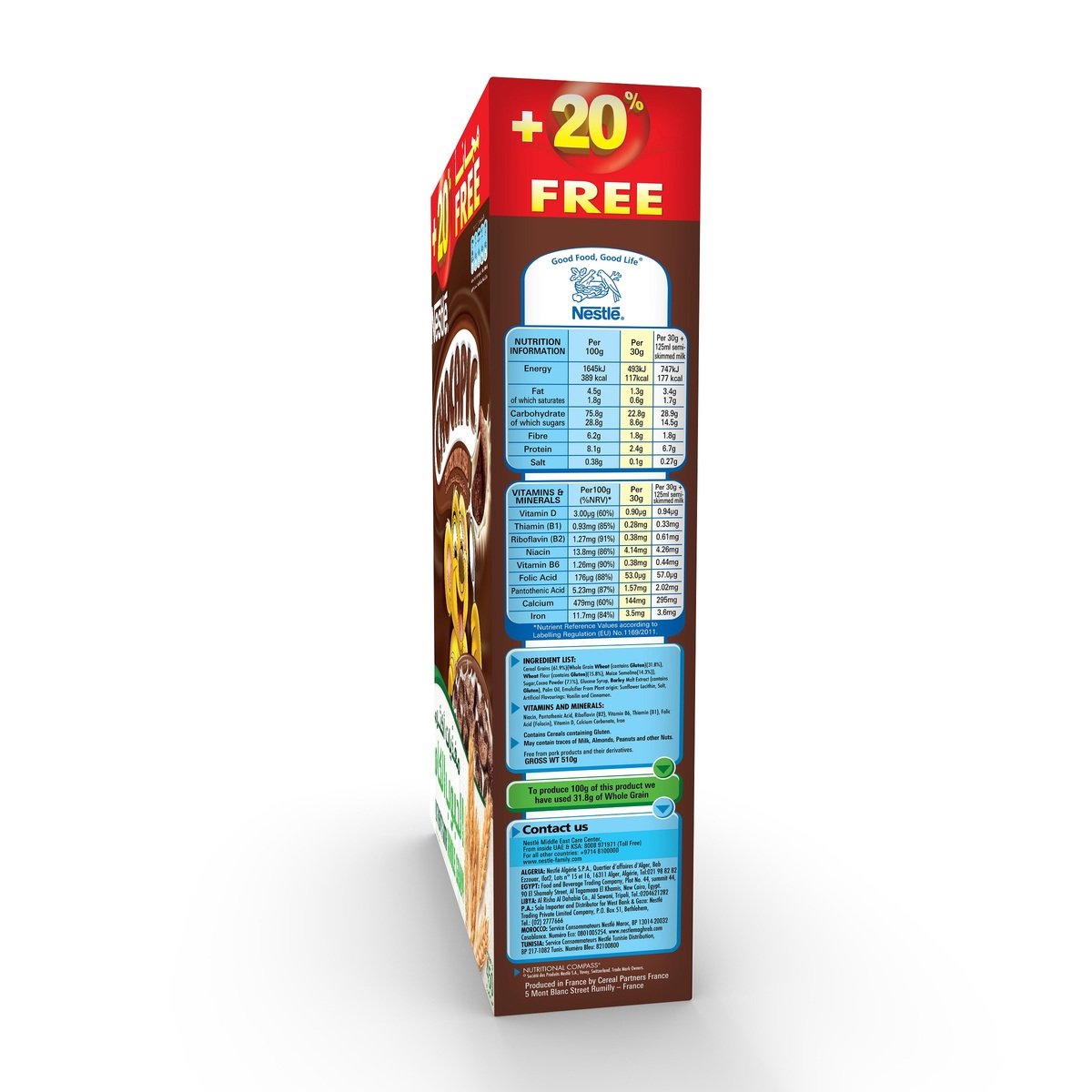 Nestle Chocapic Whole Wheat Chocolate Cereal 375 g + 20% Free