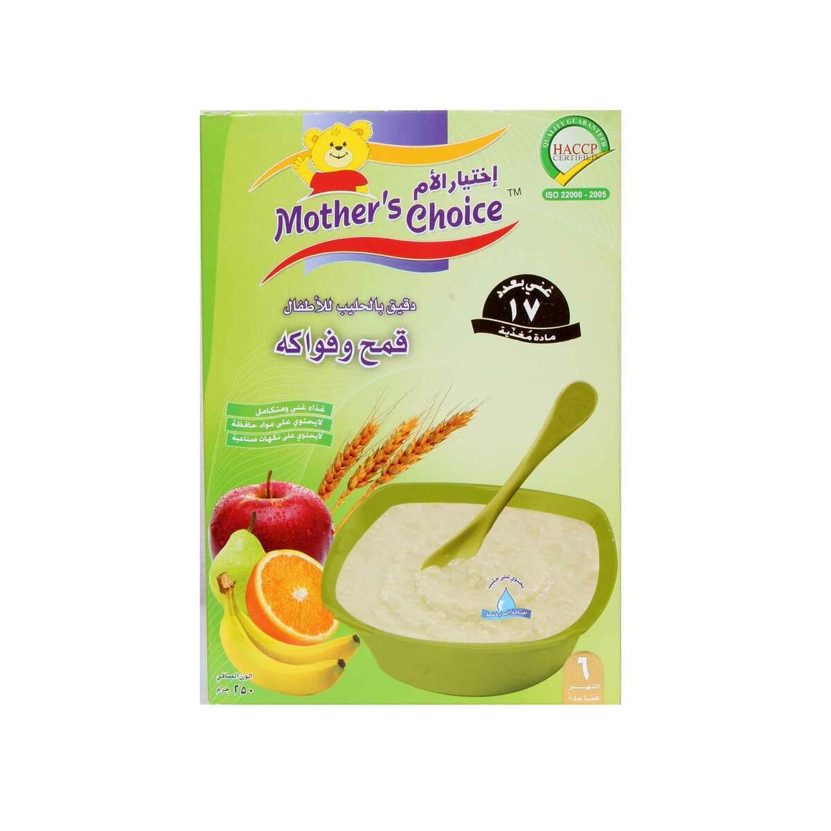 Mother's Choice Baby  Wheat & Fruits Cereal With Milk 6 Months Onwards 250g