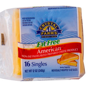 Crystal Farms American Singles Cheese Fat Free 340g