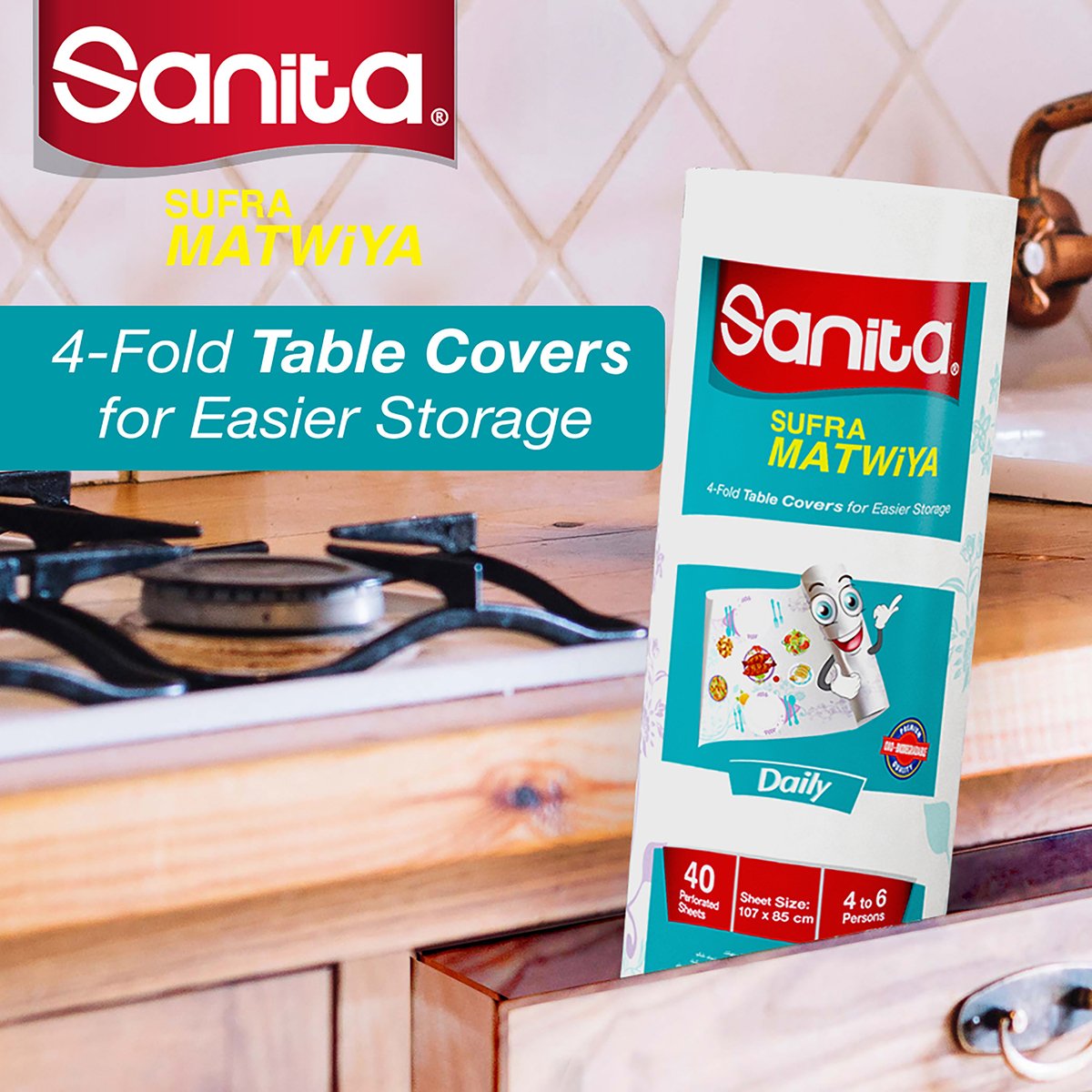 Sanita Table Covers Sufra Matwiya Daily Size 107 x 85cm 40pcs