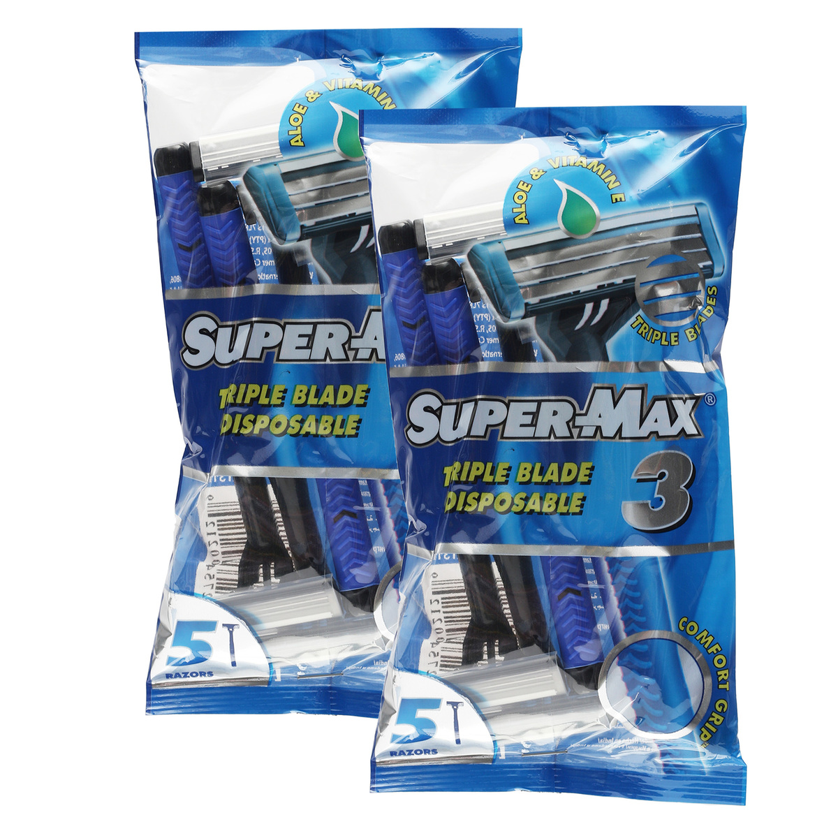 Super Max Disposable Razor Triple Blade Value Pack 2 x 5 pcs