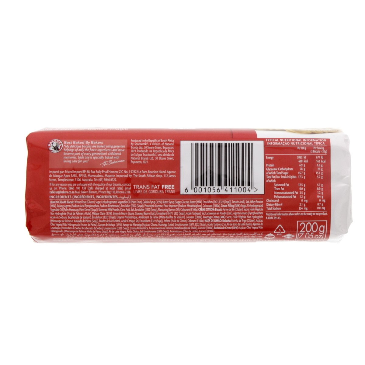 Bakers Red Label Lemon Cream Biscuit 200 g