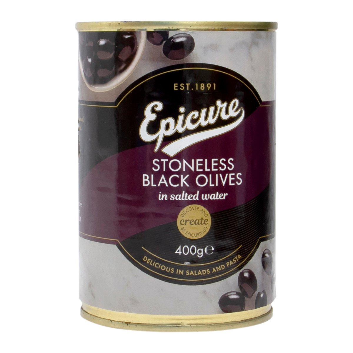 Epicure Stoneless Black Olives In Salted Water 400 g