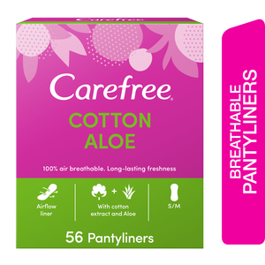 اشتري قم بشراء كير فري فوط صحية قطنية بالصبار - 56 قطعة Online at Best Price من الموقع - من لولو هايبر ماركت Sanpro Panty Liners في الامارات