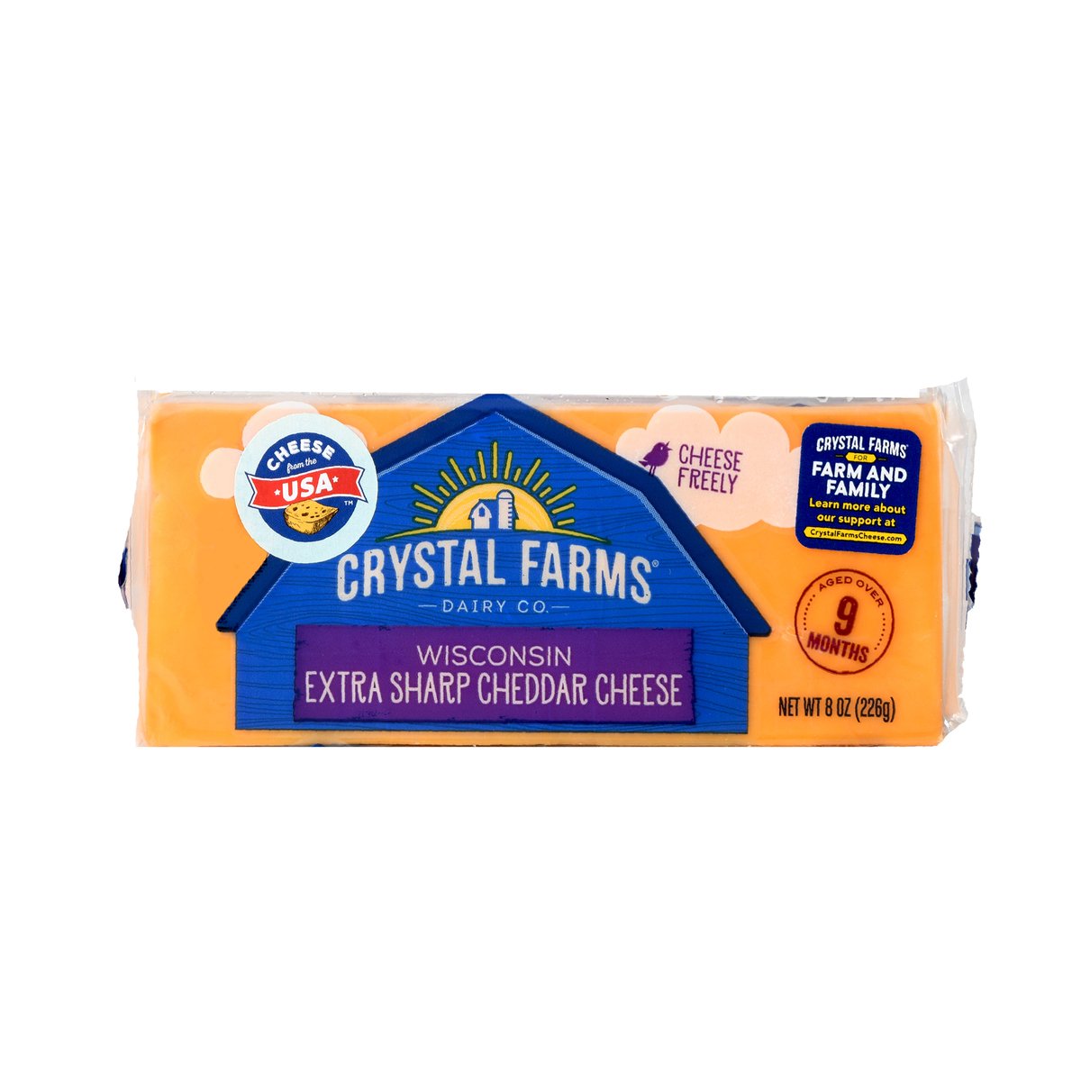 Crystal Farms Wisconsin Extra Sharp Cheddar Cheese 226 g