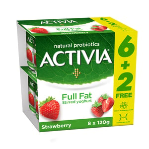 Activia Stirred Yoghurt Full Fat Strawberry 8 x 120g