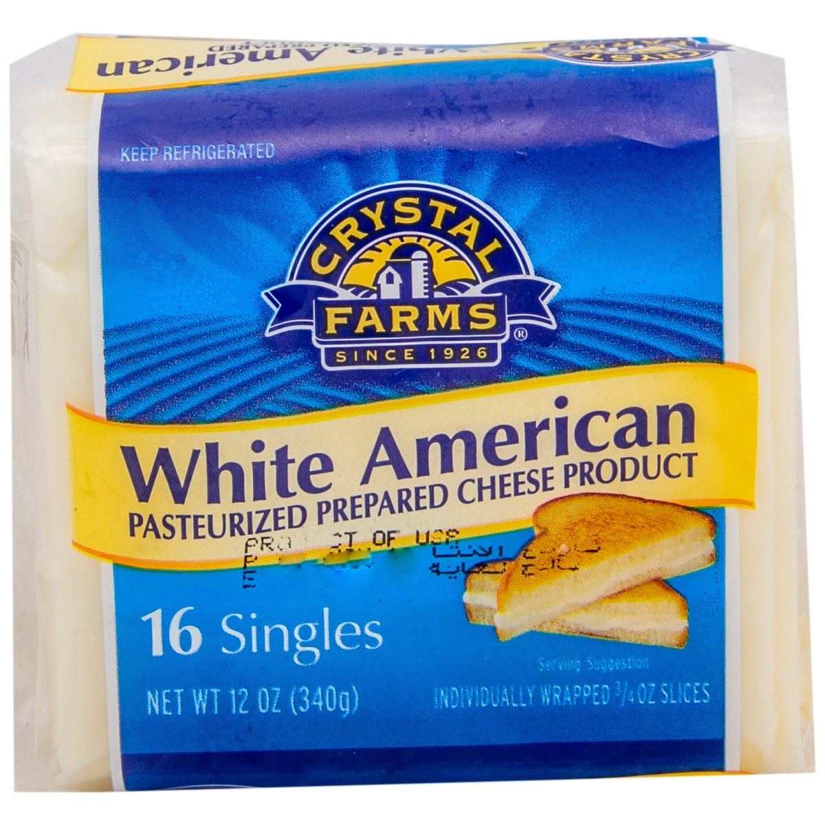 Crystal Farms American Singles White Cheese 340 g