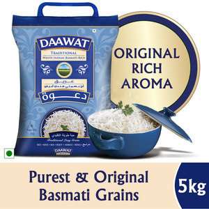Buy Daawat Traditional White Indian Basmati Rice 5 kg Online at Best Price | Basmati | Lulu UAE in UAE