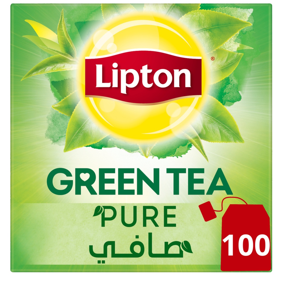 ليبتون شاي أخضر نقي عبوة اقتصادية ، 100 كيس