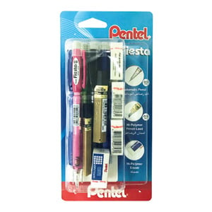 Pentel Fiesta Mechanical Pencil + 100HB Leads + 4 Eraser 105CMB