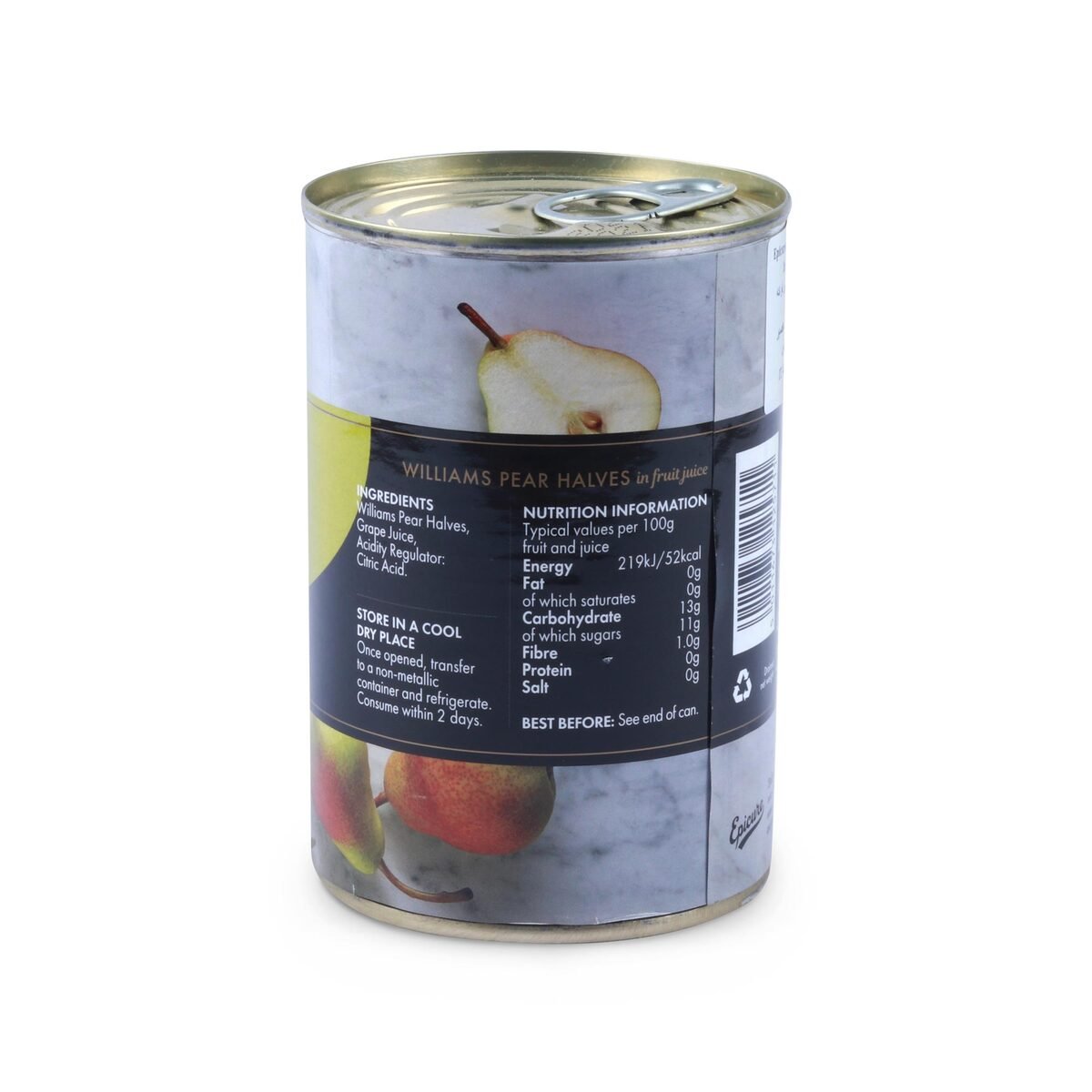 Epicure  Williams Pear Halves in Fruit Juice 411 g