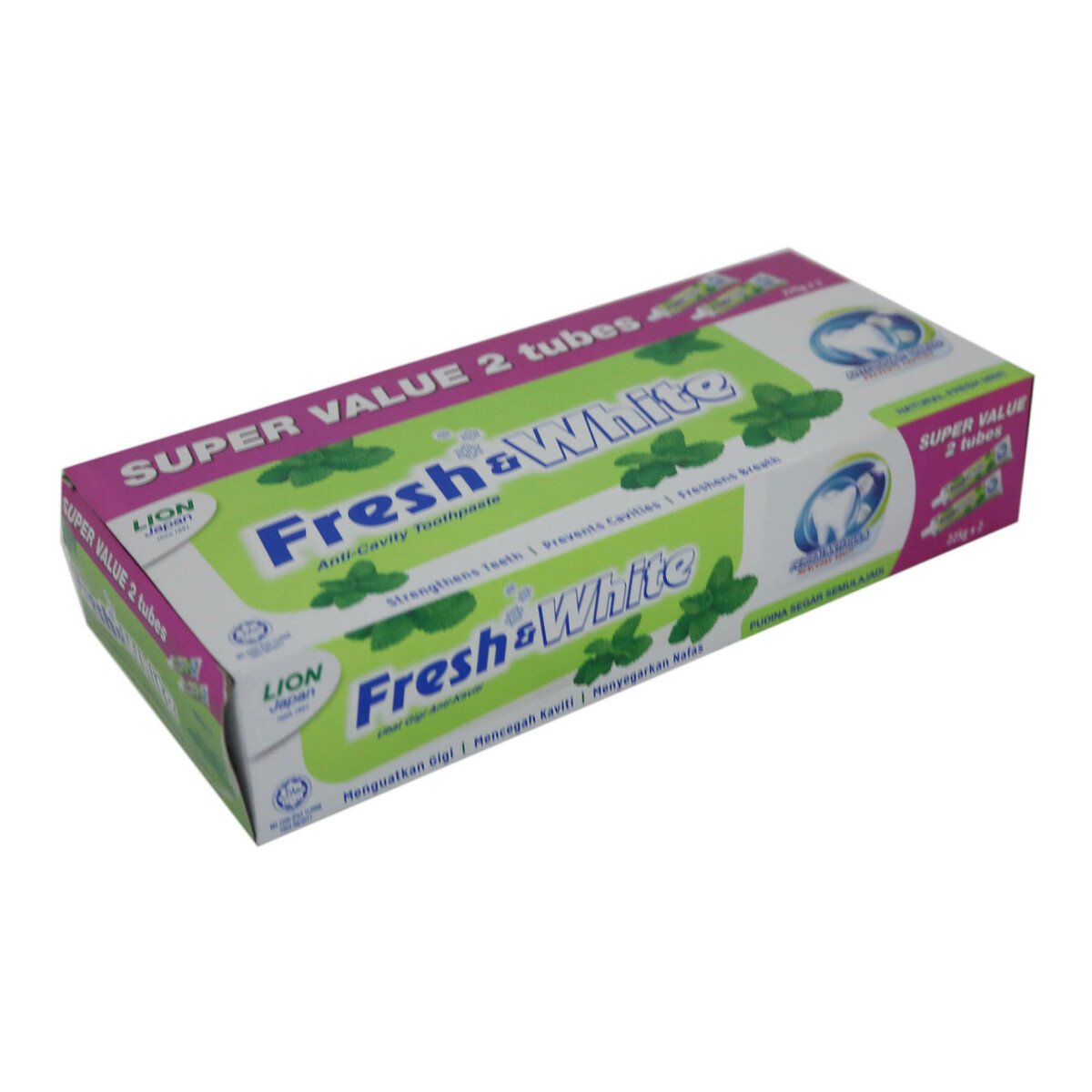 Fresh & White Fresh Too Paste 2 x 225g + Prem