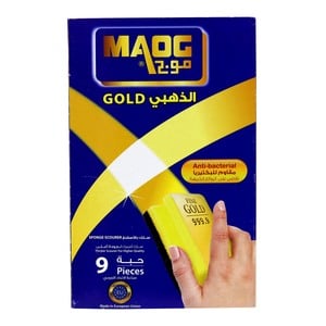 Maog Anti-Bacterial Gold Sponge Scourer 9pcs