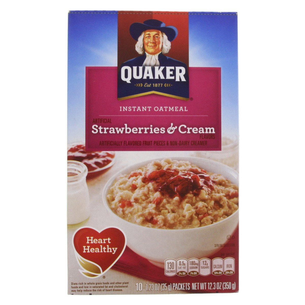 Quaker Instant Oatmeal Strawberry & Cream 350 g