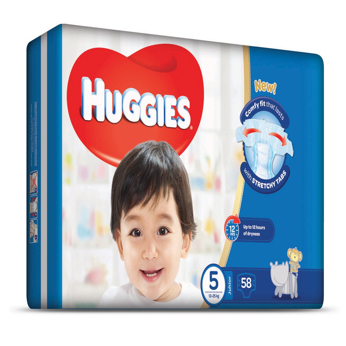 Huggies SuperFlex Diapers Size 5, Junior 12-25kg 58pcs