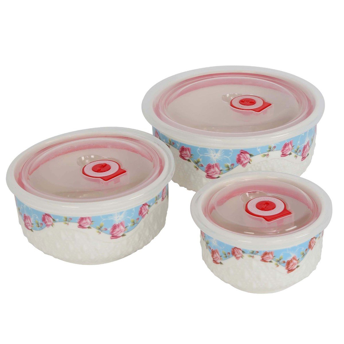 Daira Opalware Bowl Set with lid 3pcs Assorted Colors