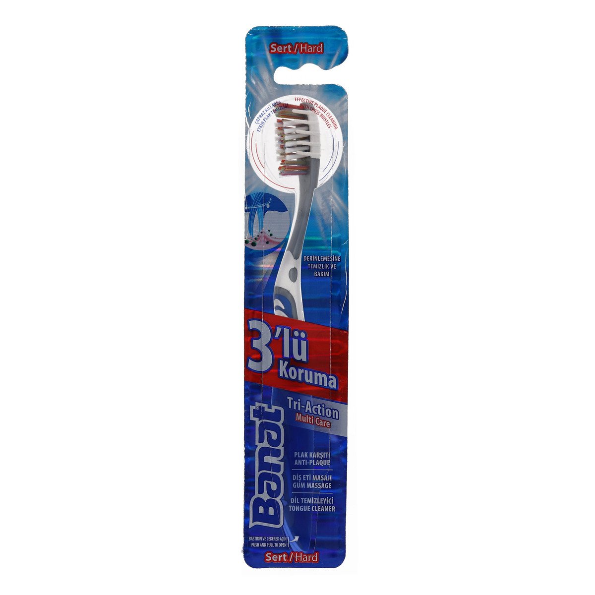 Banat Toothbrush Tri-Action  Multi-Care Hard Assorted Colours 1pc