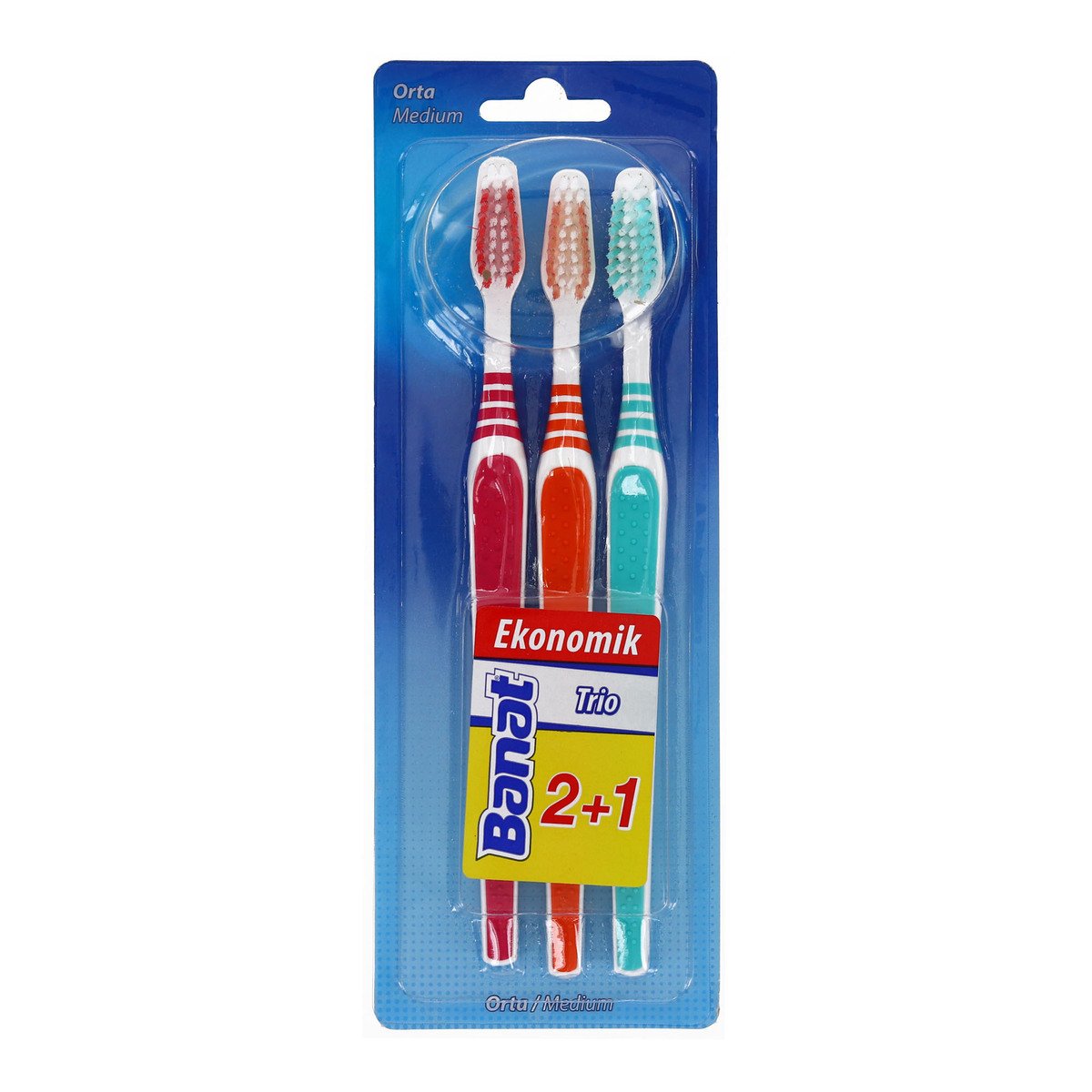 Banat Toothbrush Trio Medium Assorted Colours 2+1