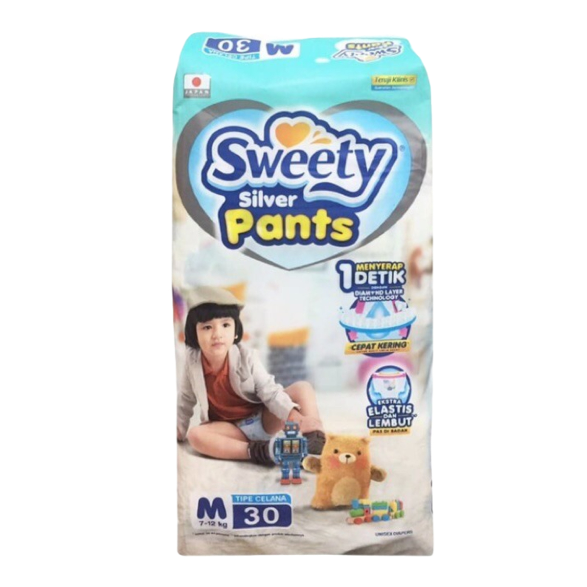 Sweety Baby Diapers Silver Pants M 30pcs
