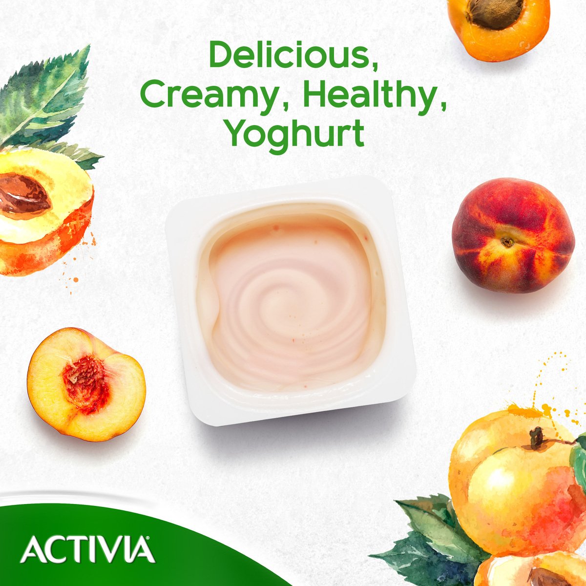 Activia Stirred Yoghurt Full Fat Peach & Apricot 8 x 120 g