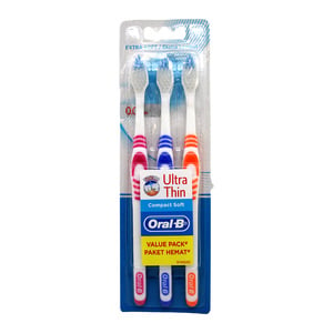 Oral B Tooth Brush Compact Soft Ultra Thin 3pcs
