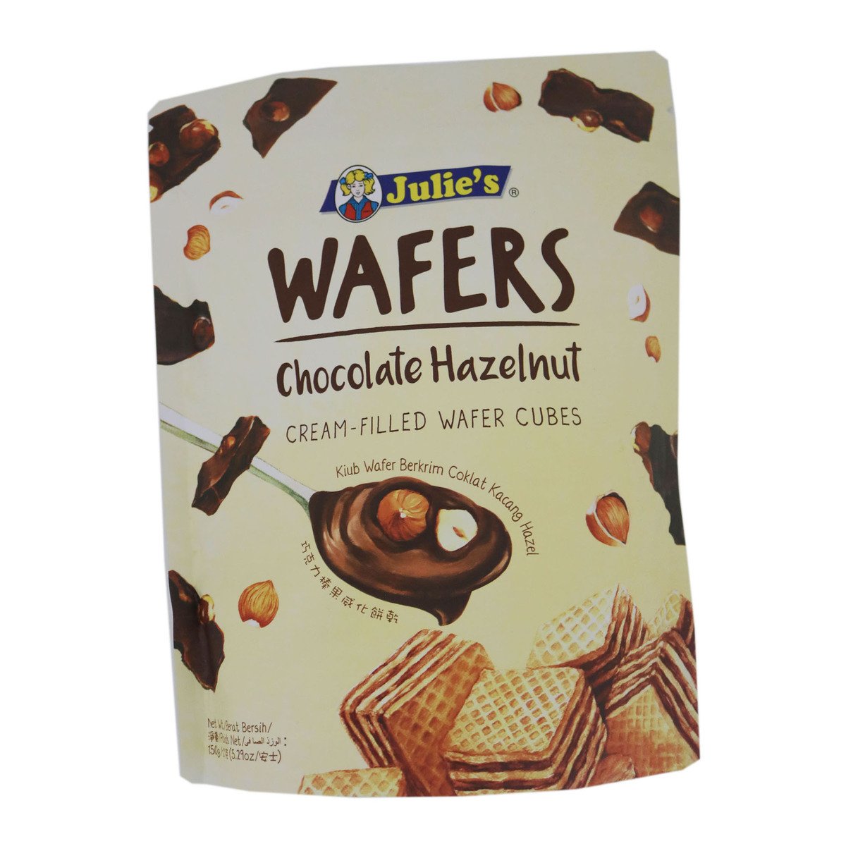 Julies Wafer Cube Hazelnut Biscuits 150g