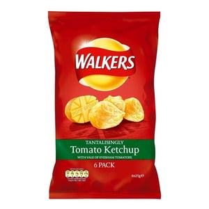Walkers Potato Chips Tomato Ketchup 6 x 25 g