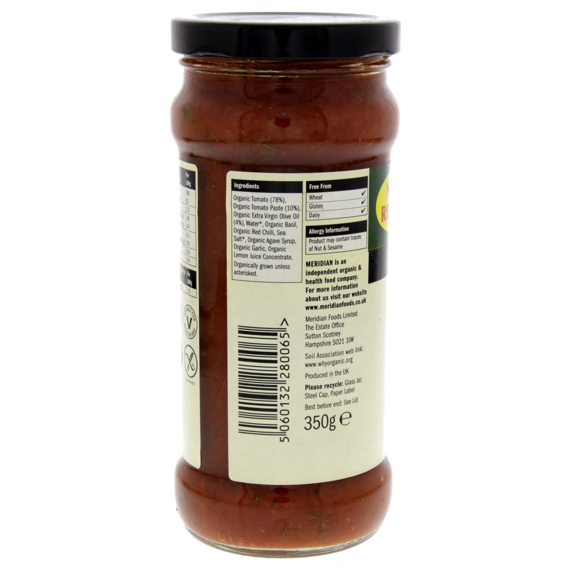 Meridian Organic Pasta Sauce Tomato And Chilli 350 g