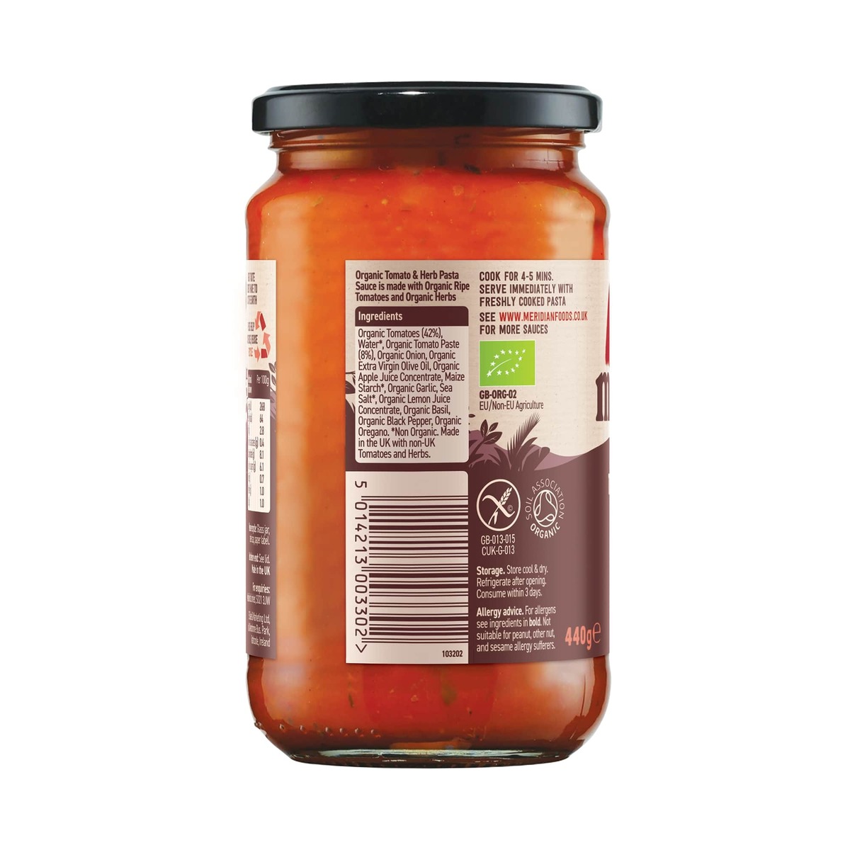 Meridian Organic Pasta Sauce Tomato & Herb 440 g