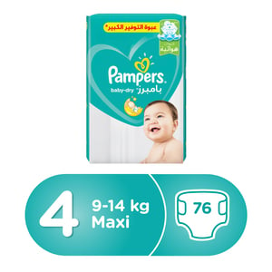 Pampers Active Baby Dry Diapers, Size 4, Maxi, 9 -14kg, Giant Pack, 76pcs