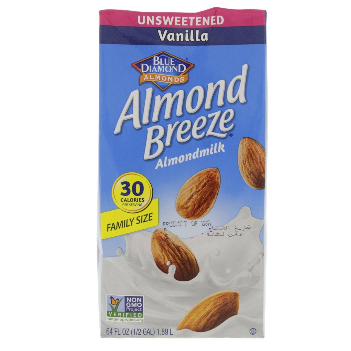 Blue Diamond Almond Breeze Unsweetened Almond Milk Vanilla 1.89 Litres