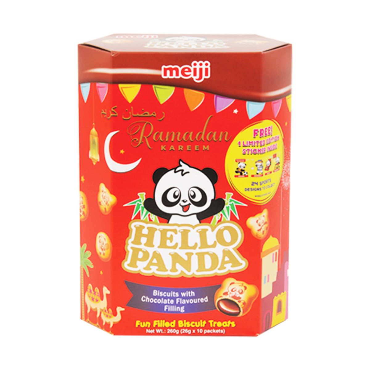 Meiji Hello Chocolate Flavoured Filling Panda Biscuits 260g
