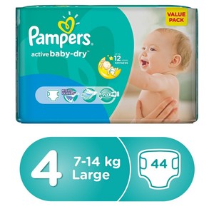 Pampers Active Baby Dry Diapers, Size 4, Maxi, 7-14kg Value Pack, 44pcs