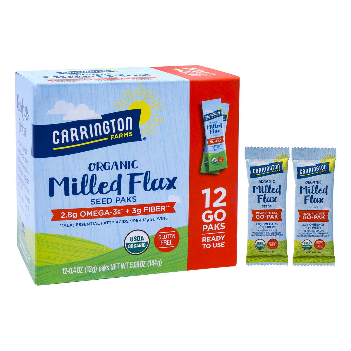Carrington Farms Organic Milled Flax Packs 12 x 12 g
