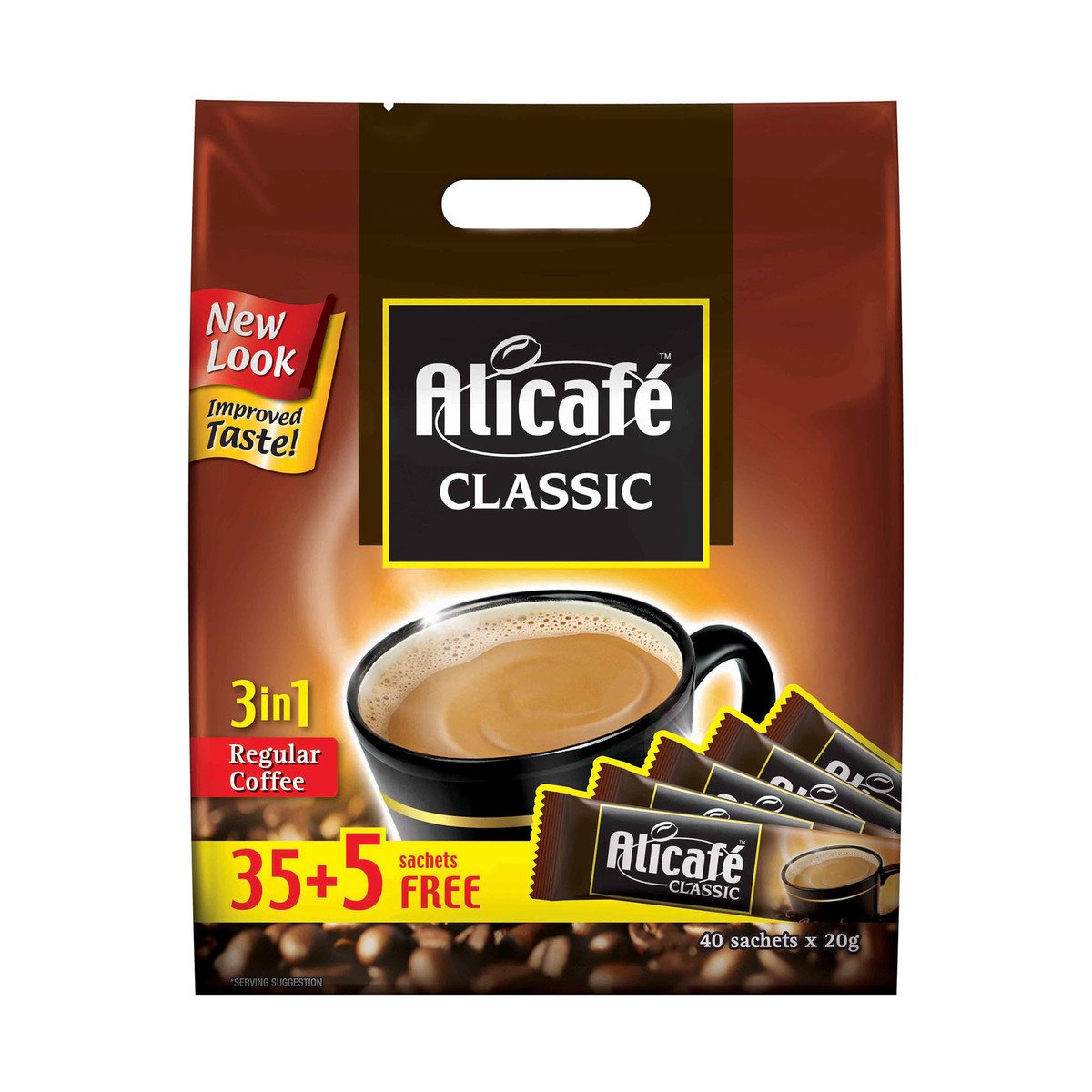 Power Root Alicafe Classic 3 In1 Regular Coffee 40 Sachets 700 g