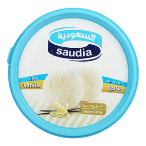 Saudia Vanilla Ice Cream Sugar Free 500ml