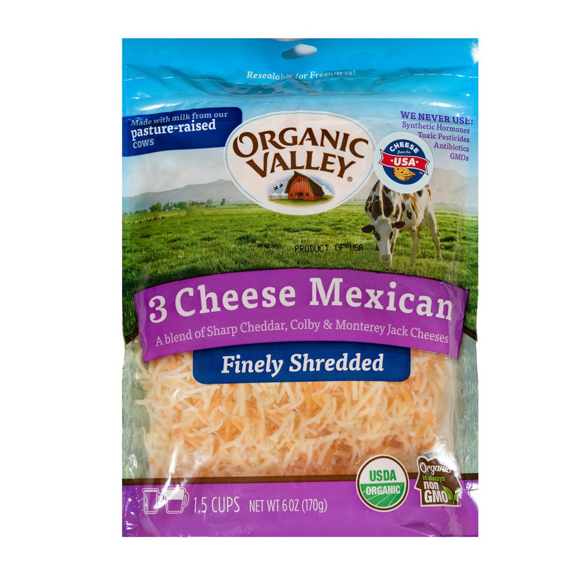 Organic Valley Organic Mexican Blend Shredded Cheese 170 g