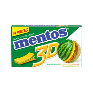 Mentos 3D Watermelon, Pineapple, Melon Chewing Gums 33 g