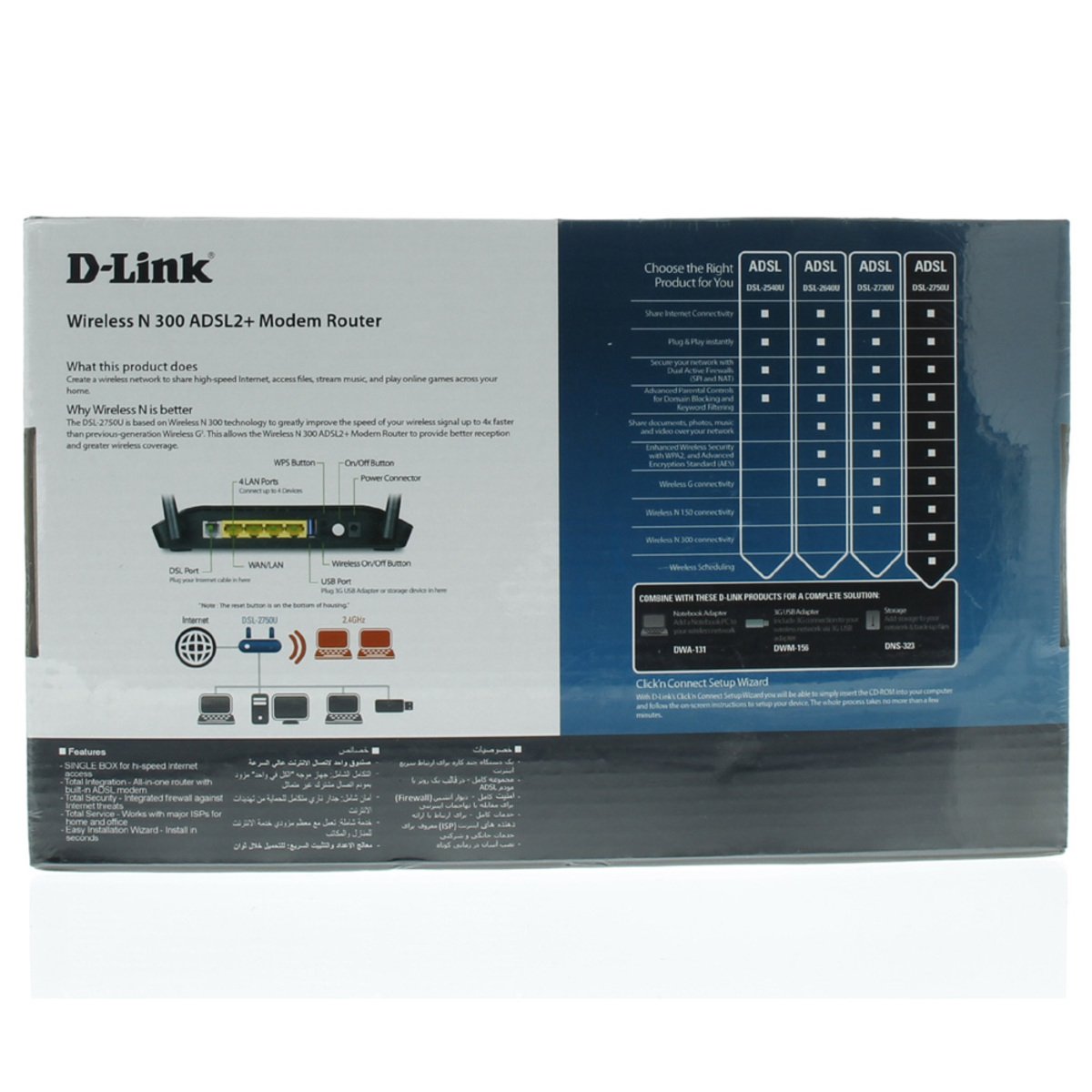 D-link Wireless N300 ADSL2+Modem Router DSL2750