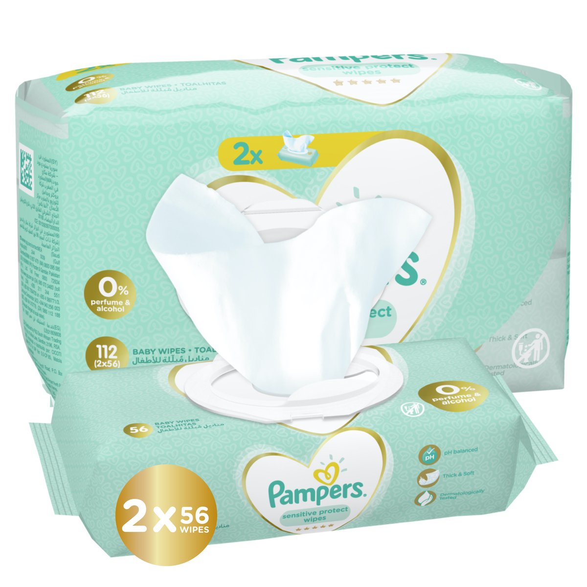 Pampers Baby Wipes Sensitive 2 x 56pcs