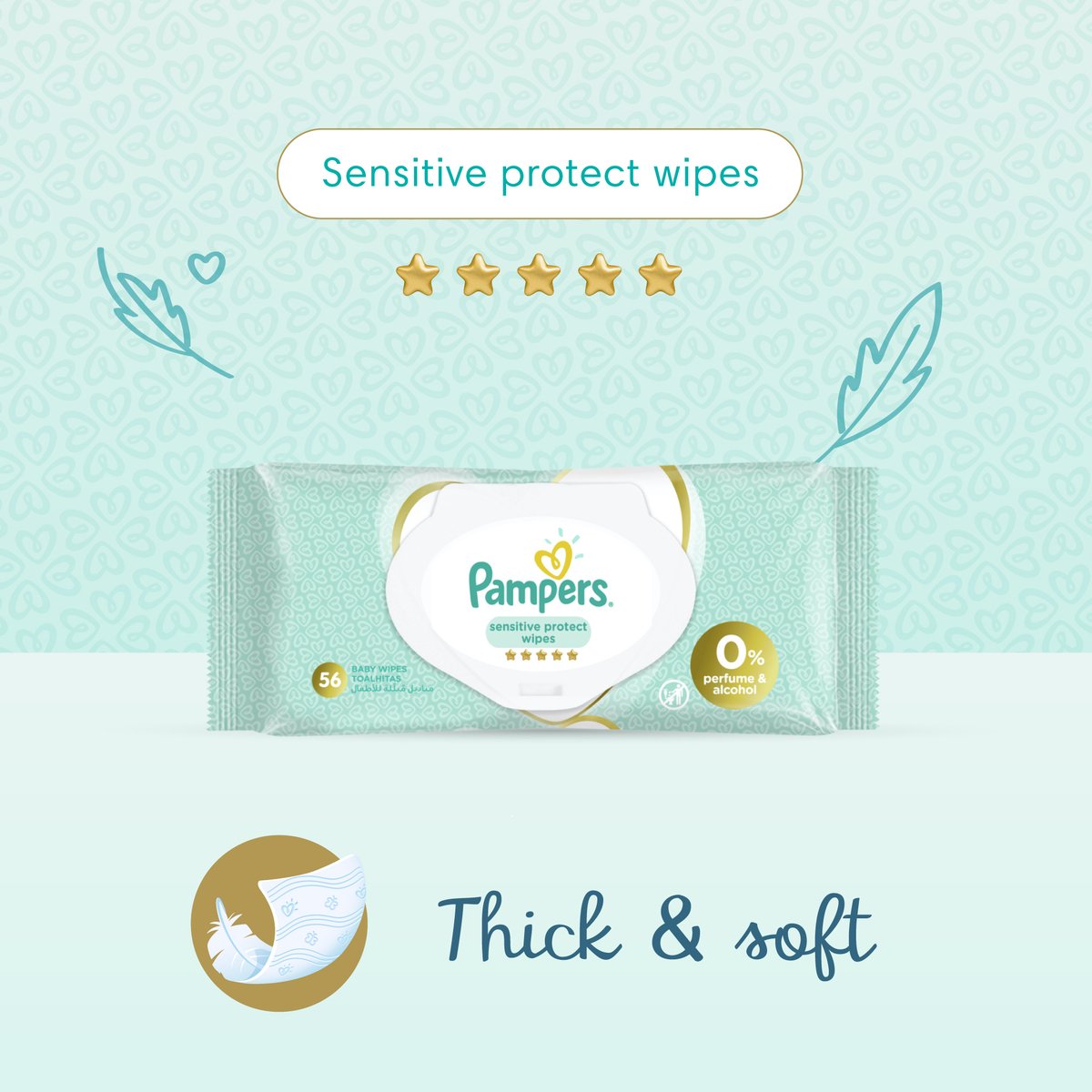 Pampers Baby Wipes Sensitive 2 x 56pcs