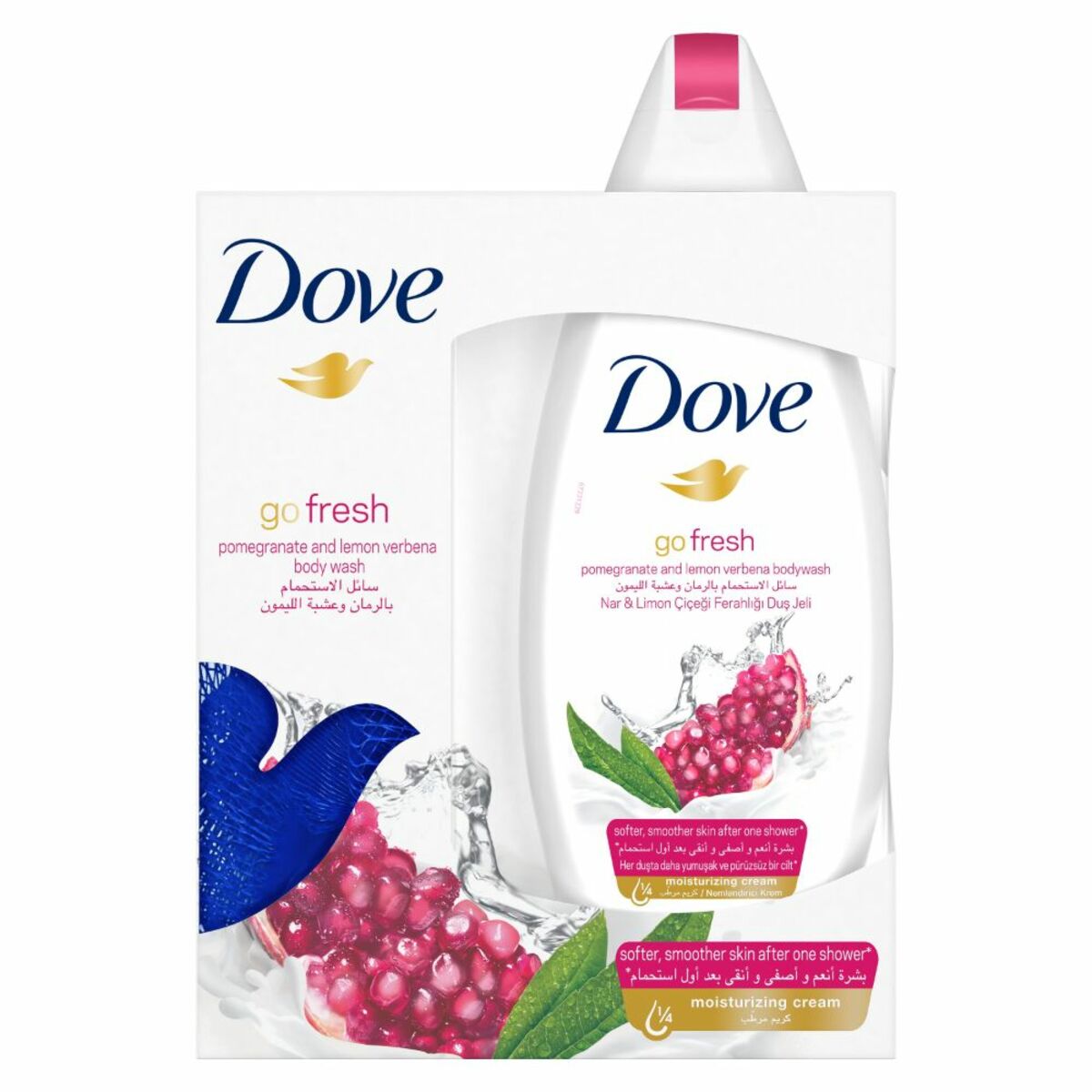 Dove Body Wash Pomegranate And Lemon Verbana 250ml + Puff