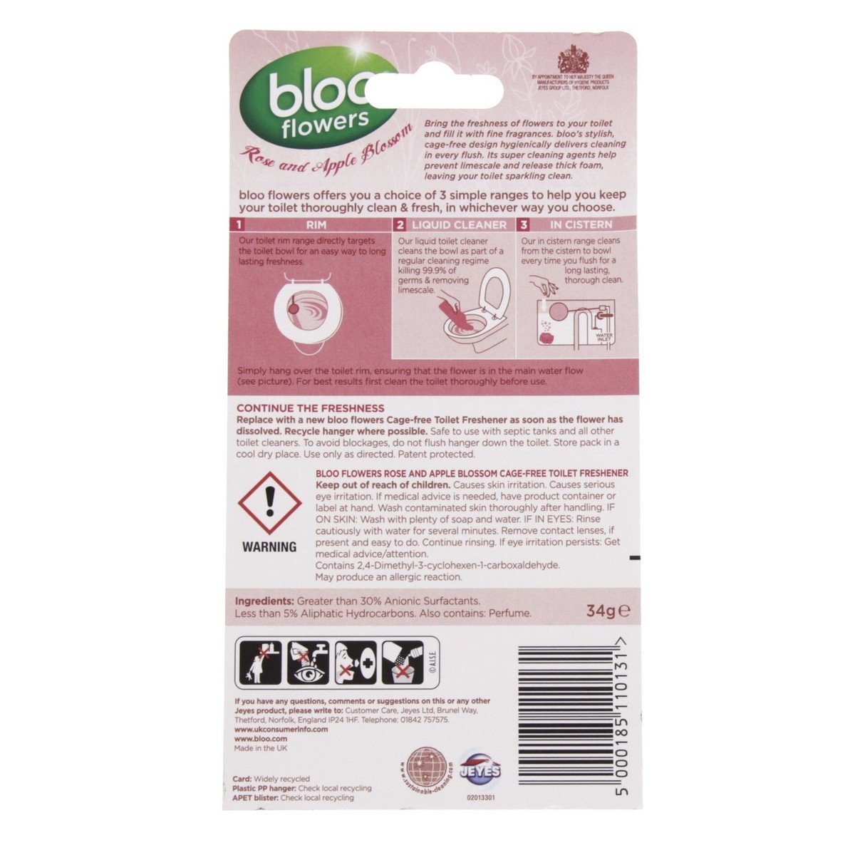 Bloo Flowers Rose And Apple Blossom Toilet Blocks 34g