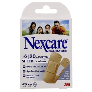 Nexcare Bandage Sheer Assorted 20 pcs