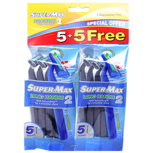 Supermax Men Disposable Long Handle Twin Blade 5+ 5