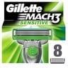 Gillette Mach3 Sensitive Men's Razor Blade Refills, 8 Count