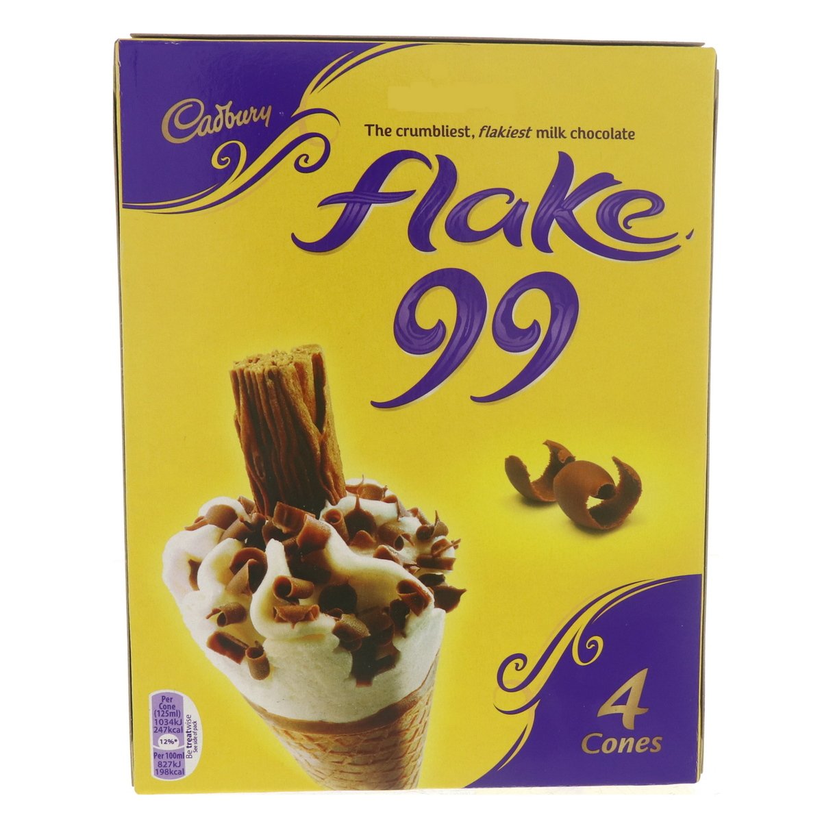 اشتري قم بشراء Cadbury Cone Flake 99 4 x 125 ml Online at Best Price من الموقع - من لولو هايبر ماركت Ice Cream Impulse في الامارات