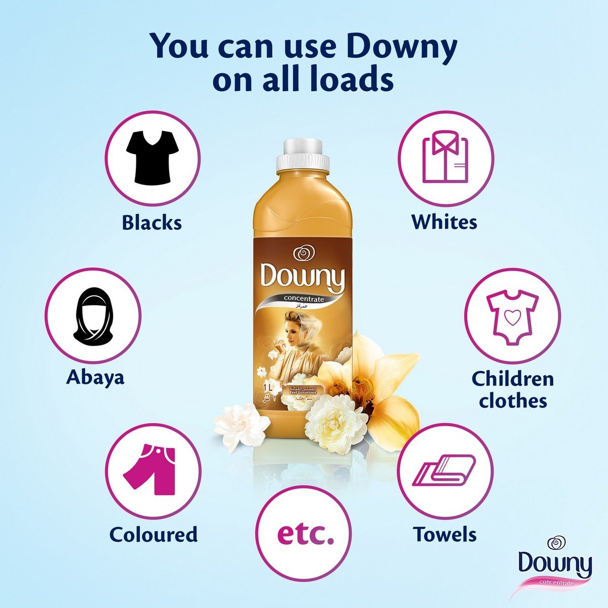Downy Feel Luxurious Concentrate Fabric Softener 1Litre