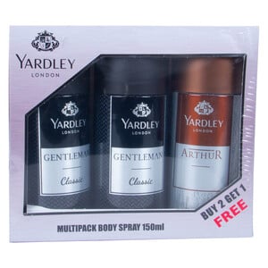 Yardley Body Spray For Men Assorted 3 x 150ml