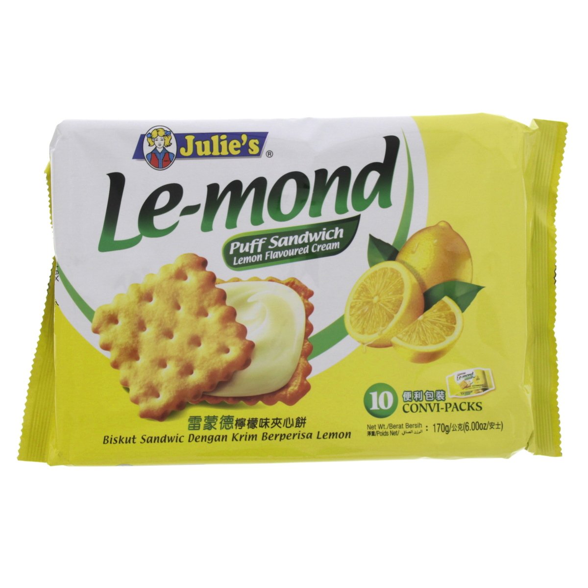 Julie's Le - Mond Puff Sandwich Lemon Flavoured Cream Biscuits 170 g